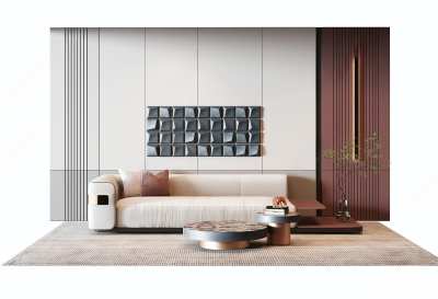 现代沙发茶几组合3D模型下载